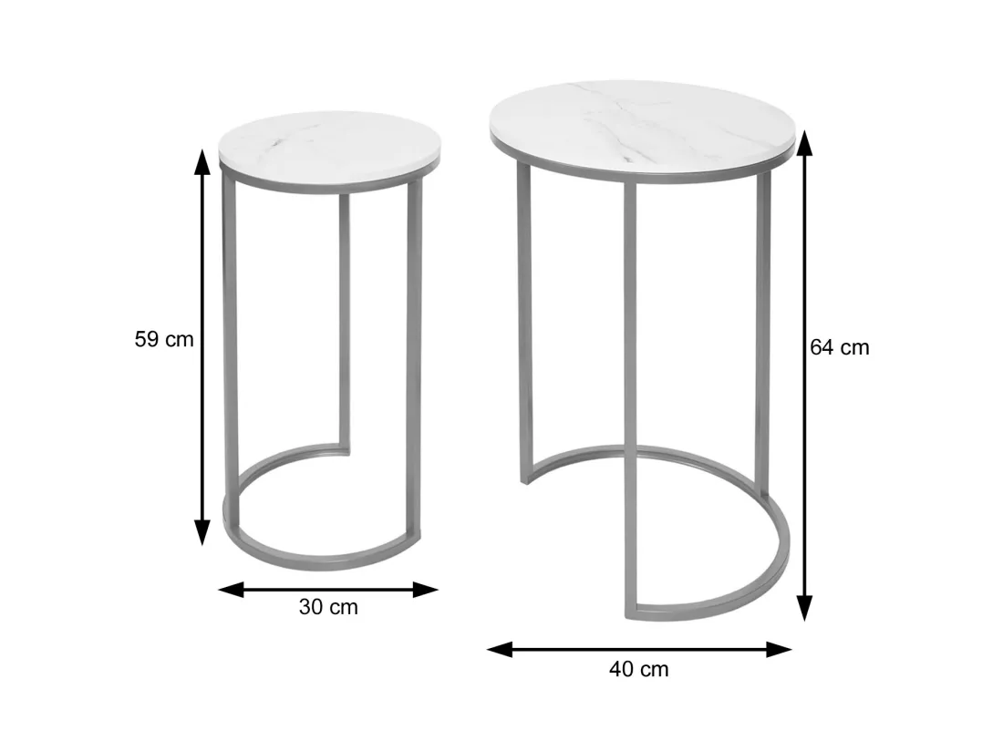 Lot de 2 tables d'appoint MCW-K46, blanc-or