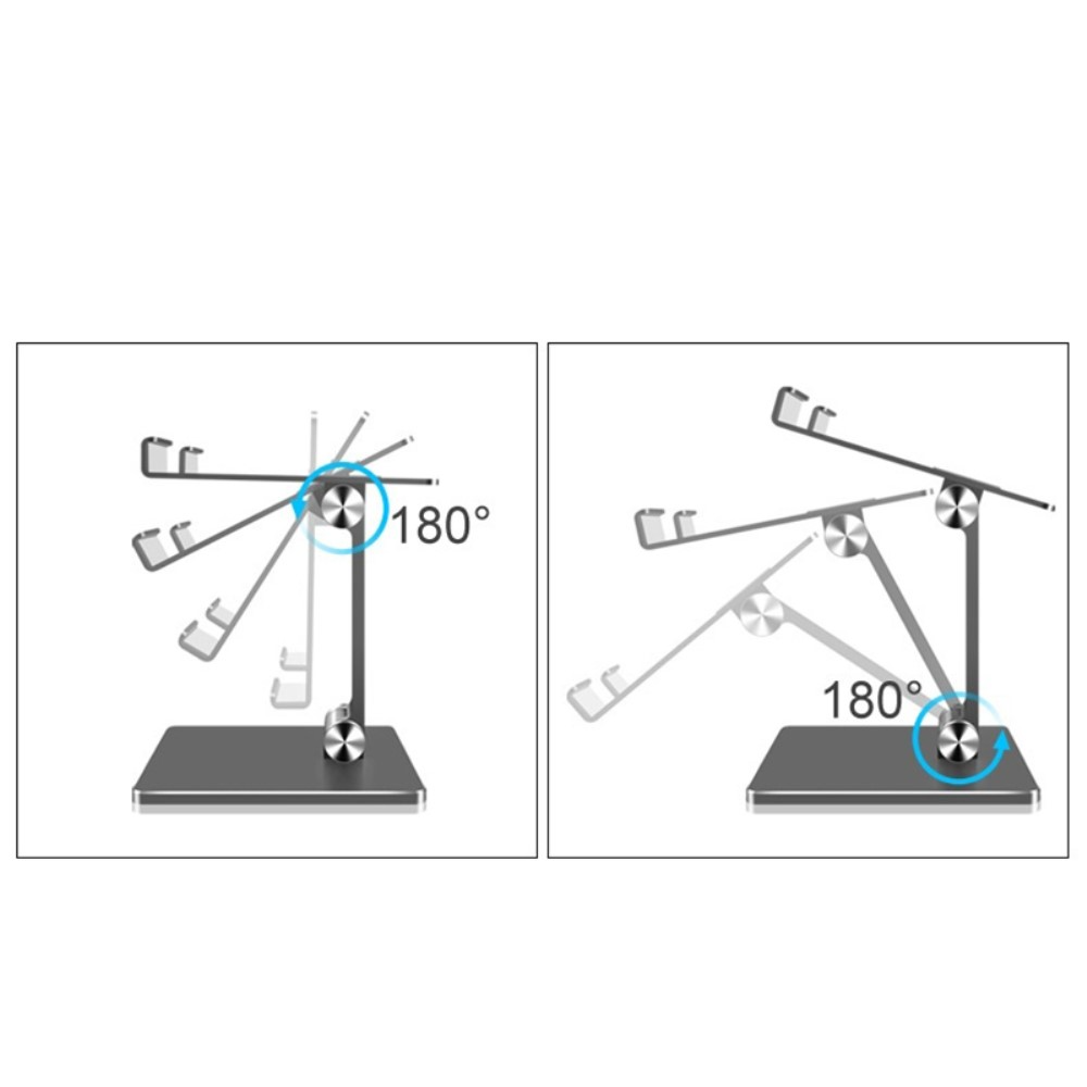 Desktop Aluminium Tisch Halterung mit einstellbarer Neigung für Handy / Smartphone / Tablet - Silber