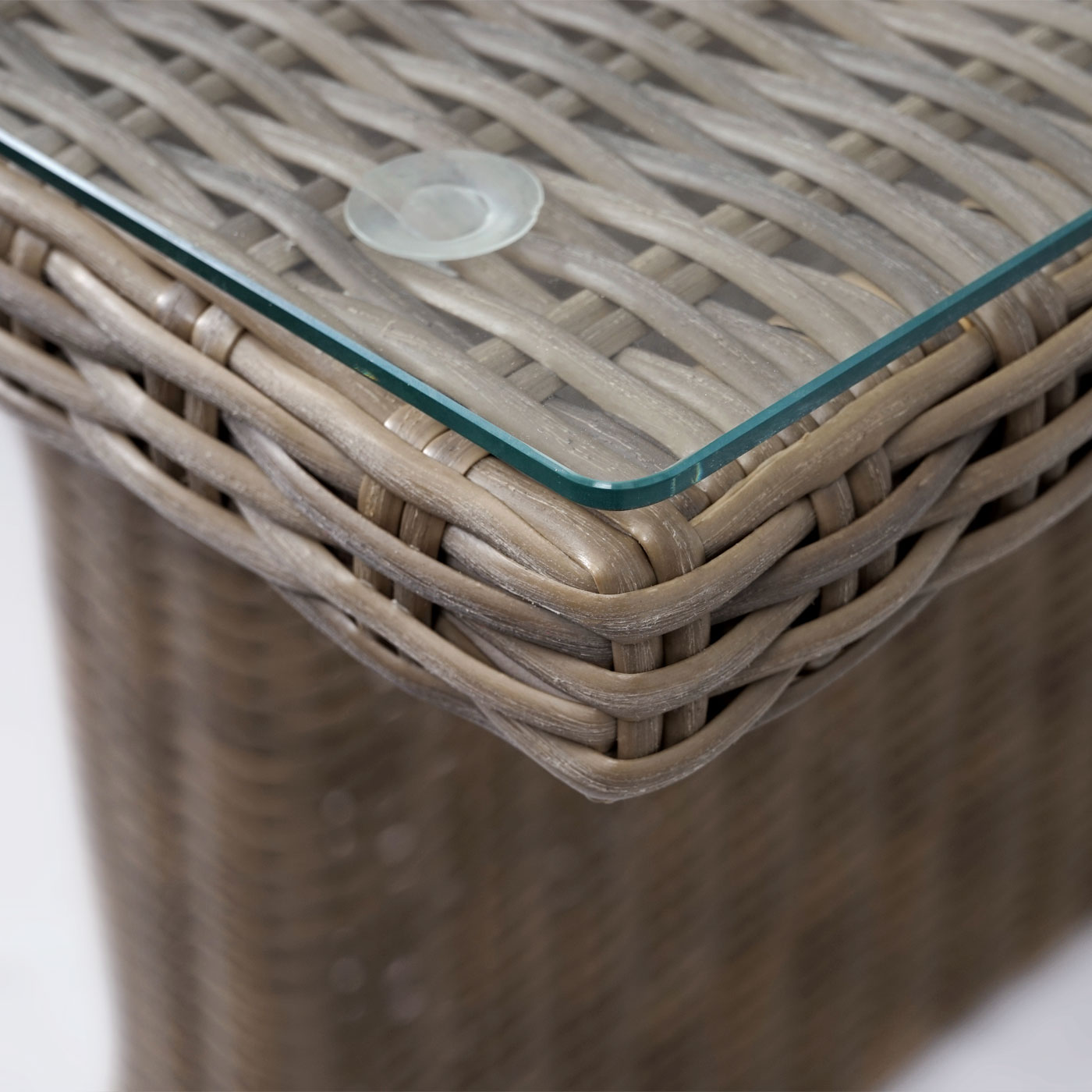Poly-Rattan Garnitur MCW-E98, Balkon-/Garten-/Lounge-Set Sitzgruppe, Spun Poly halbrundes Rattan MVG beige Kissen grau