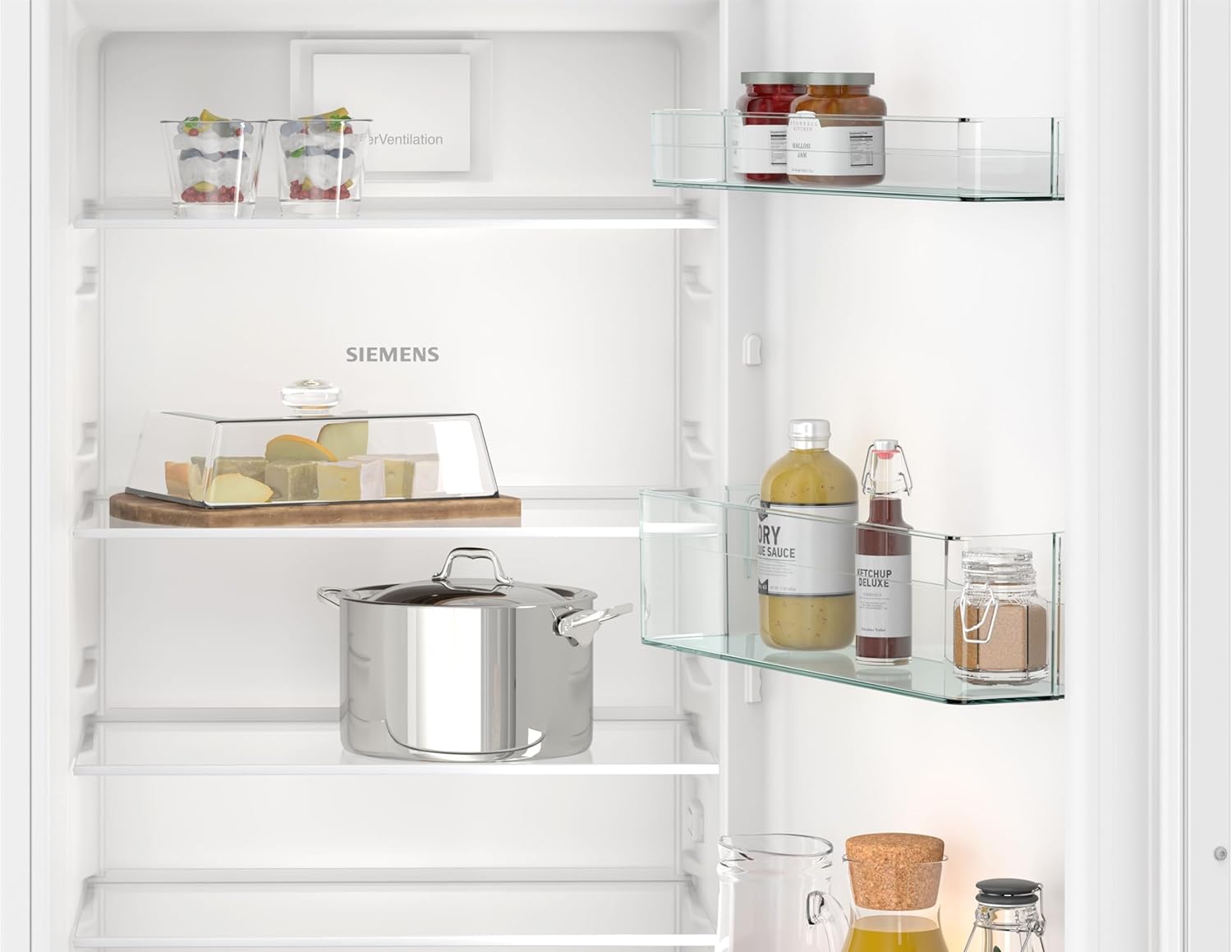 Siemens KI82LNSE0 iQ100, Einbau-Kühlschrank mit Gefrierfach, 177,5 x 56 cm Nische, 246 L Kühlen & 34 L Gefrieren, Made in Germany, schnell Kühlen, freshBox für Obst und Gemüse, Leise, Schleppscharnier