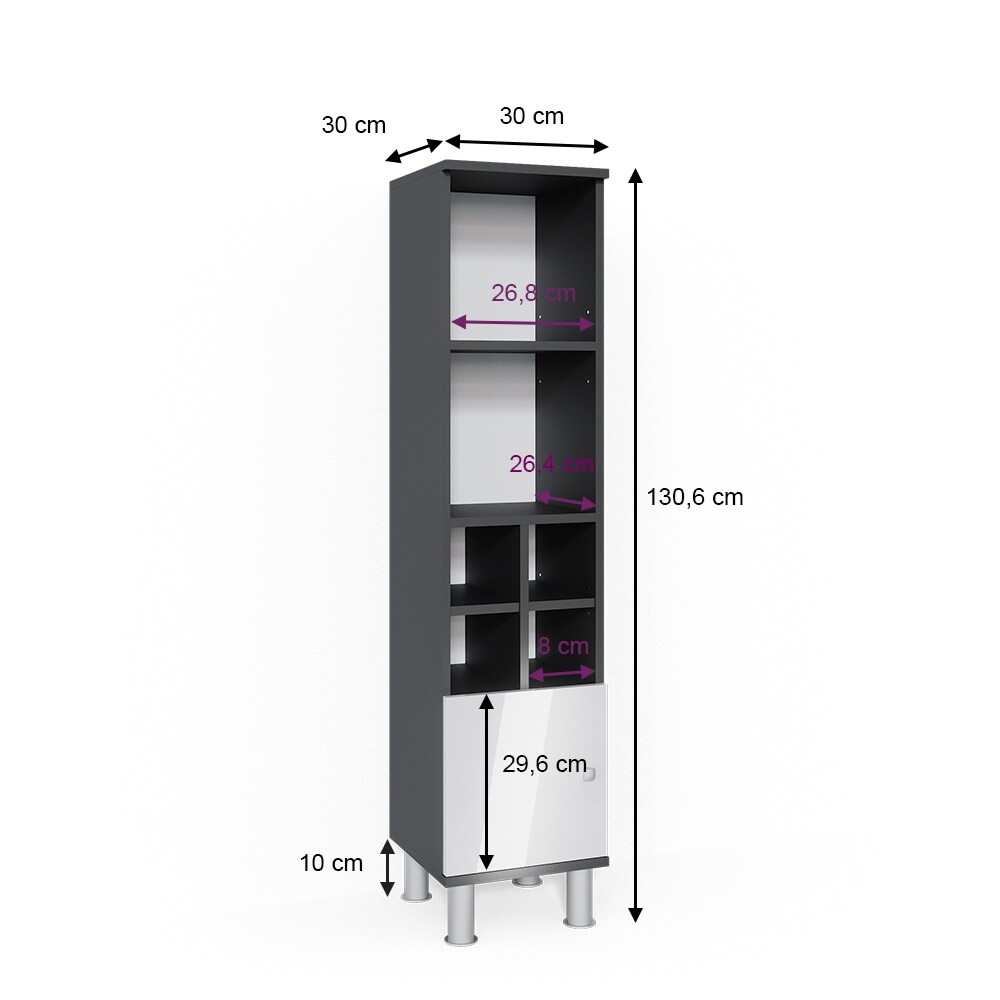 Vicco Badschrank Fynn Midischrank 7 Fächer Hochschrank Badezimmerschrank Bad