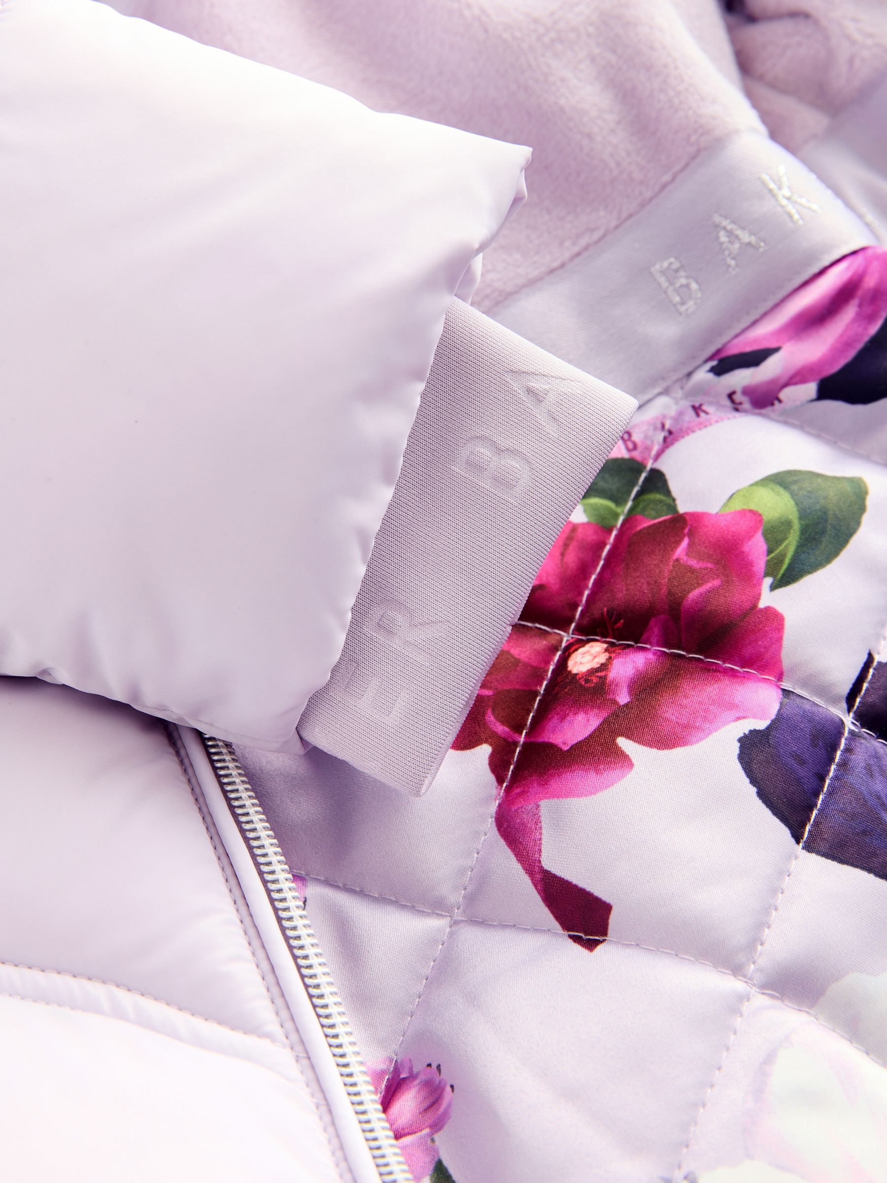 Baker by Ted Baker lilapaarse regenbestendige gewatteerde jas met strik in de taille
