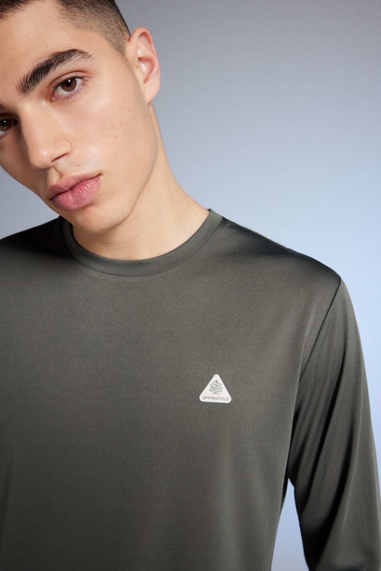 Camiseta combinada para atividades ao ar livre - cáqui escuro
