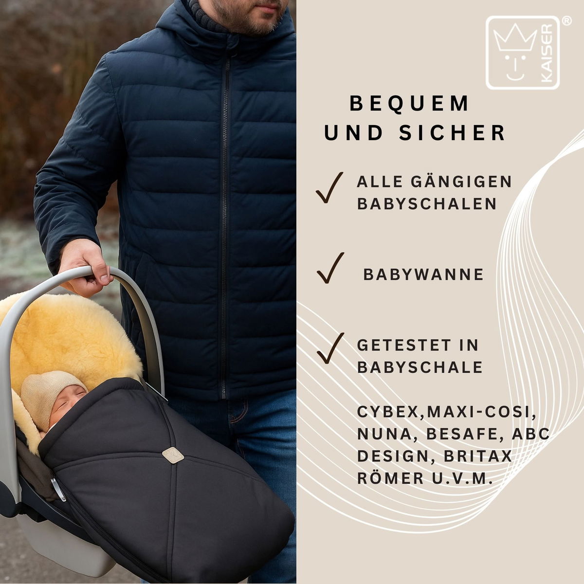 KaiserKaiser   EMMY Lammfell Babyschalen Fusssack anthracite