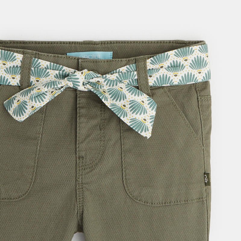 Pantalon toile fantaisie à ceinture vert bébé fille Vert