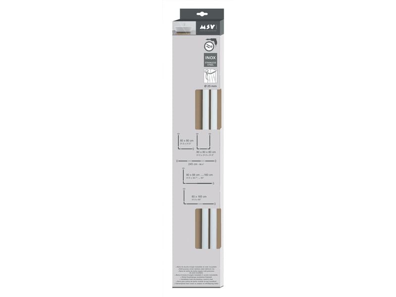 MSV Duschvorhangstange 3-teilig 80 x 2.5 cm, Weiss Modulare Duschvorhangstange aus Aluminium