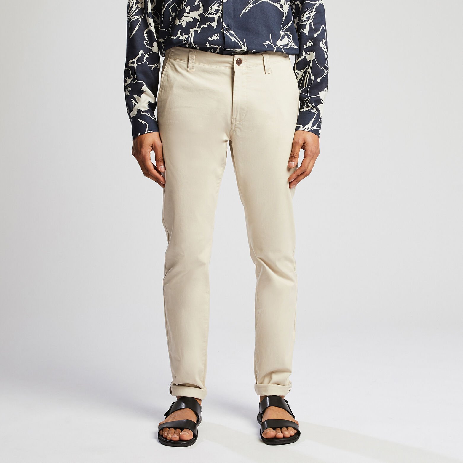 Pantalon chino slim Craie