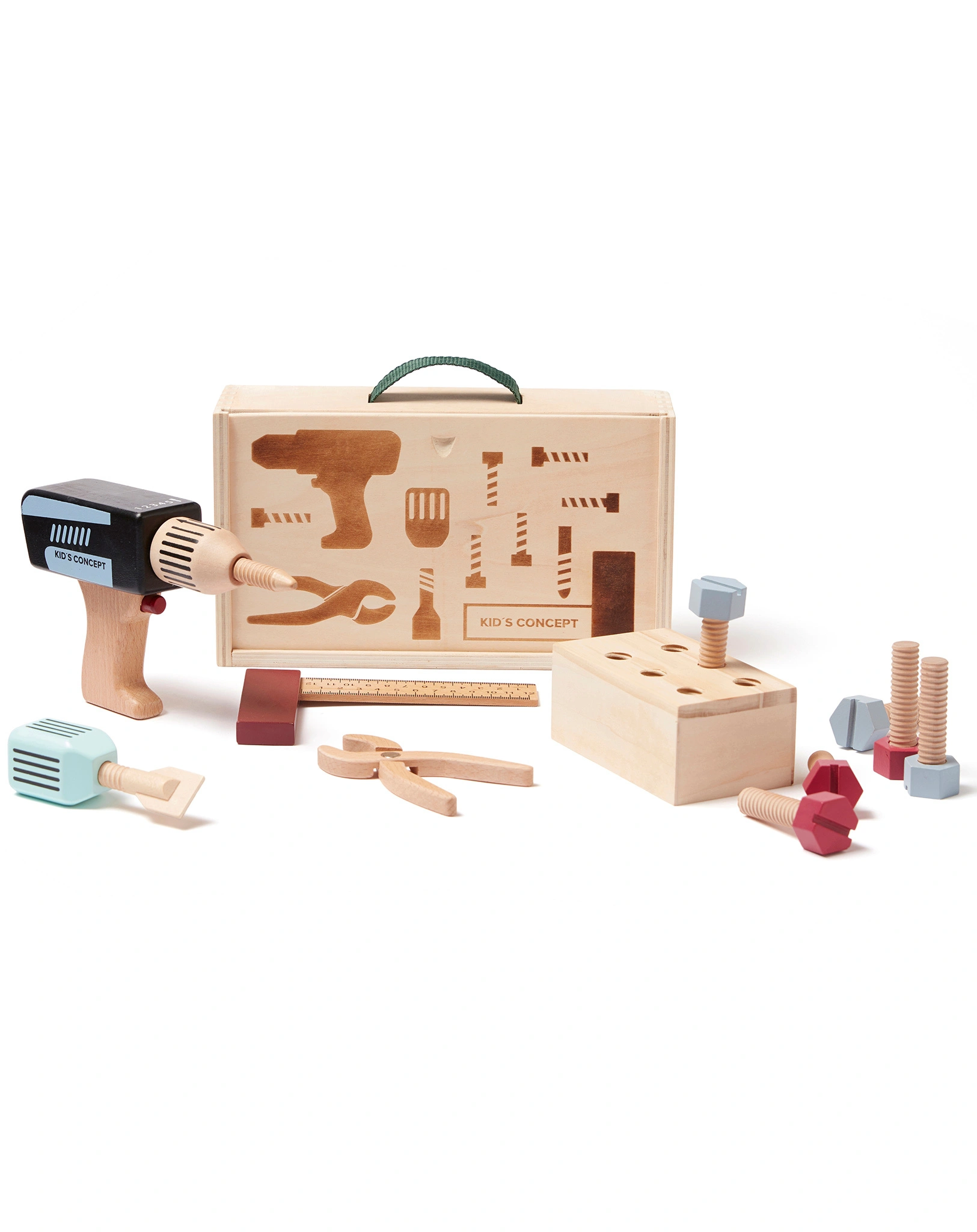 Holz-Werkzeugkoffer CRAFTSKIDS 12-teilig in bunt