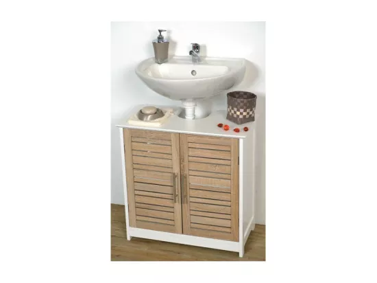 Meuble sous lavabo 2 Portes et 1 Etagère intérieure H 70 cm - Stockholm