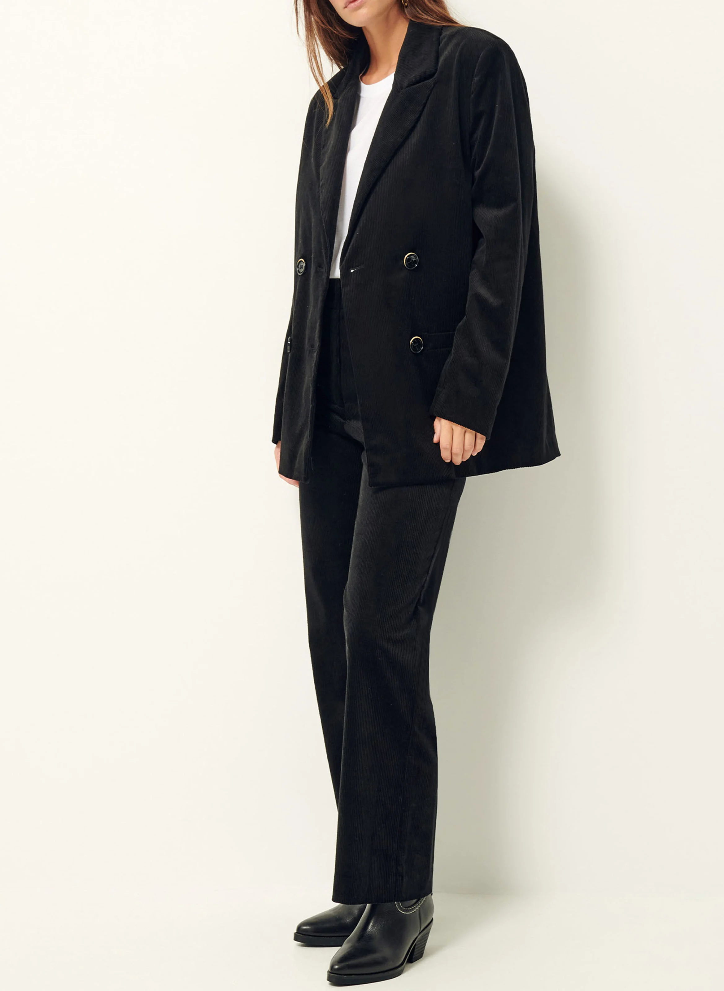 CHARLIE - Pantalon bootcut en velours | Noir