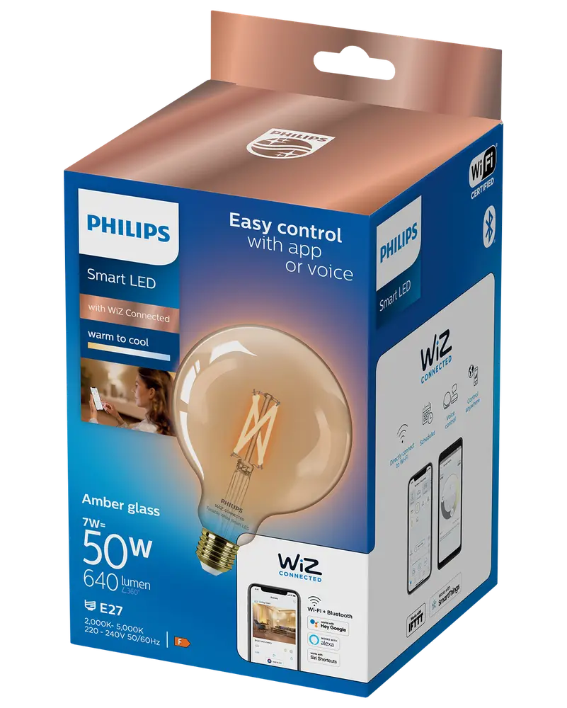 PHILIPS Smart LED-pære 7W E27 G125 - WarmToCool