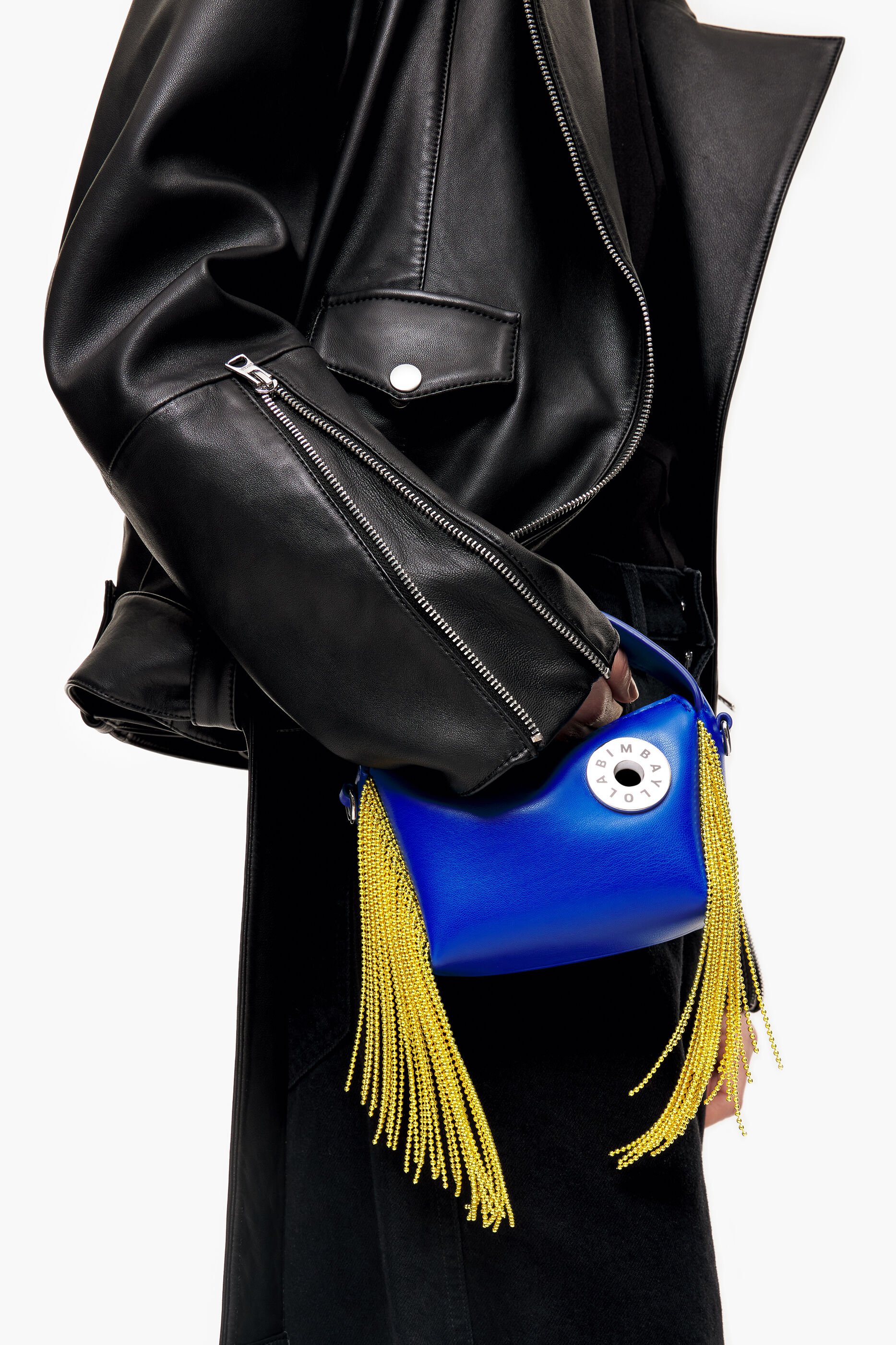 Bolsa hobo de couro azul elétrico tamanho XS
