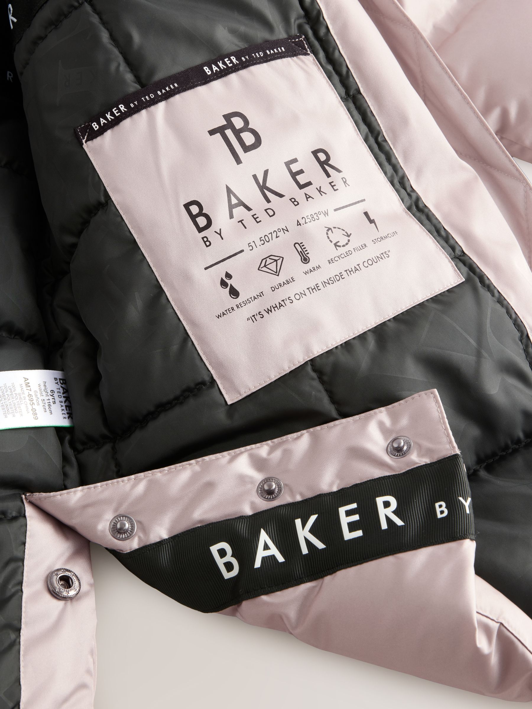 Baker by Ted Baker meisjes regenbestendige gewatteerde lange jas