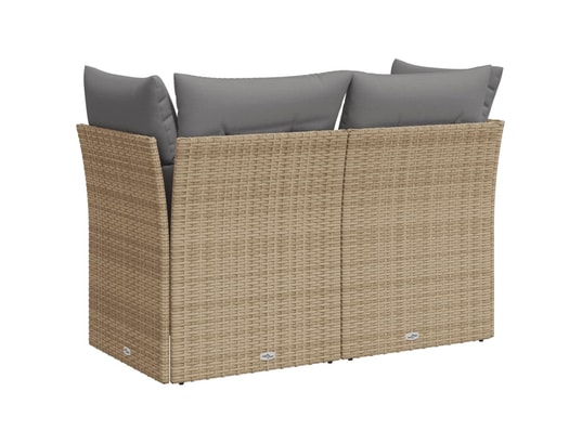 VIDAXL - Canapé de jardin avec coussins 2 places beige résine tressée