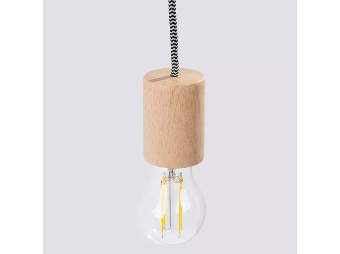 Applique Nimbi grenier en bois - 1 sources lumineuses - L.6 x H.55 cm - bois naturel/blanc/noir