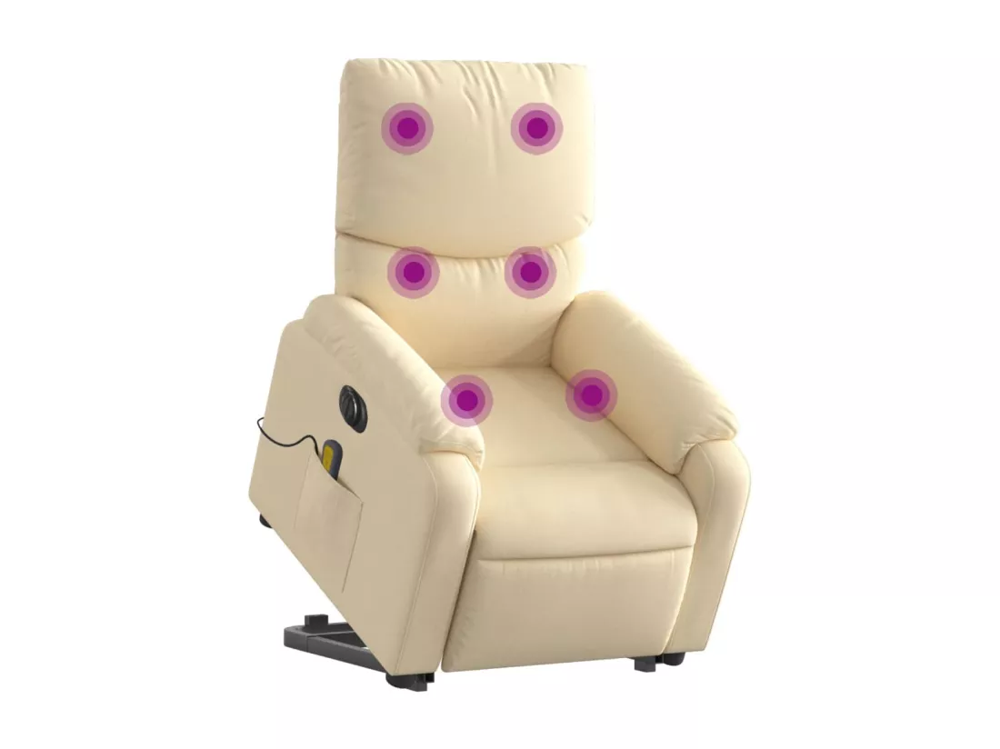 Fauteuil inclinable massant électrique Crème Tissu