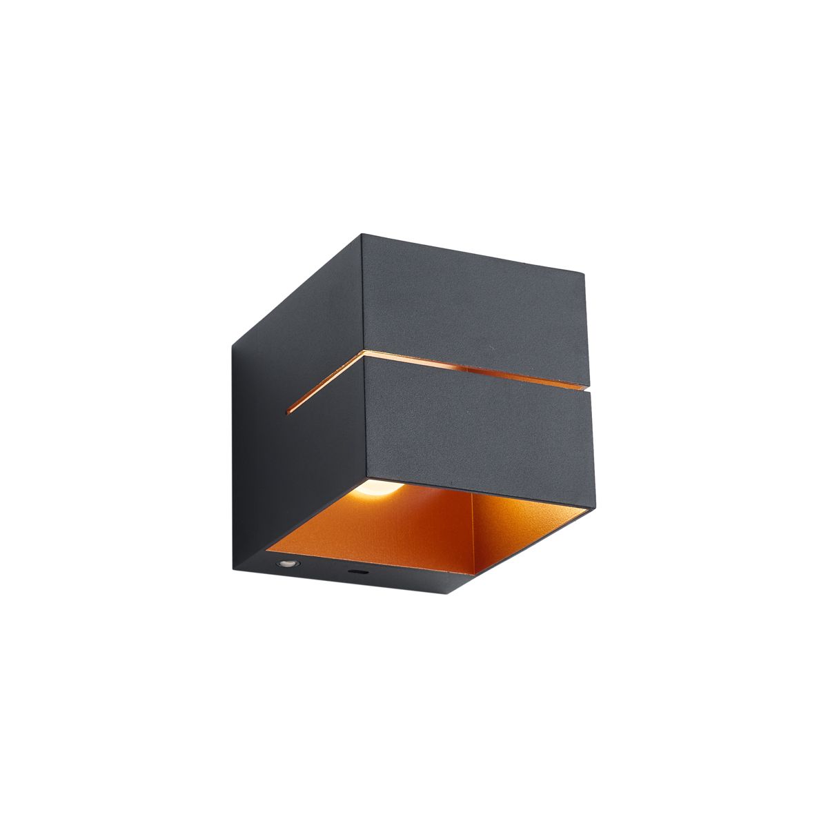 Moderne wandlamp zwart met gouden binnenkant incl. LED en touch dimmer oplaadbaar - Joris Groove