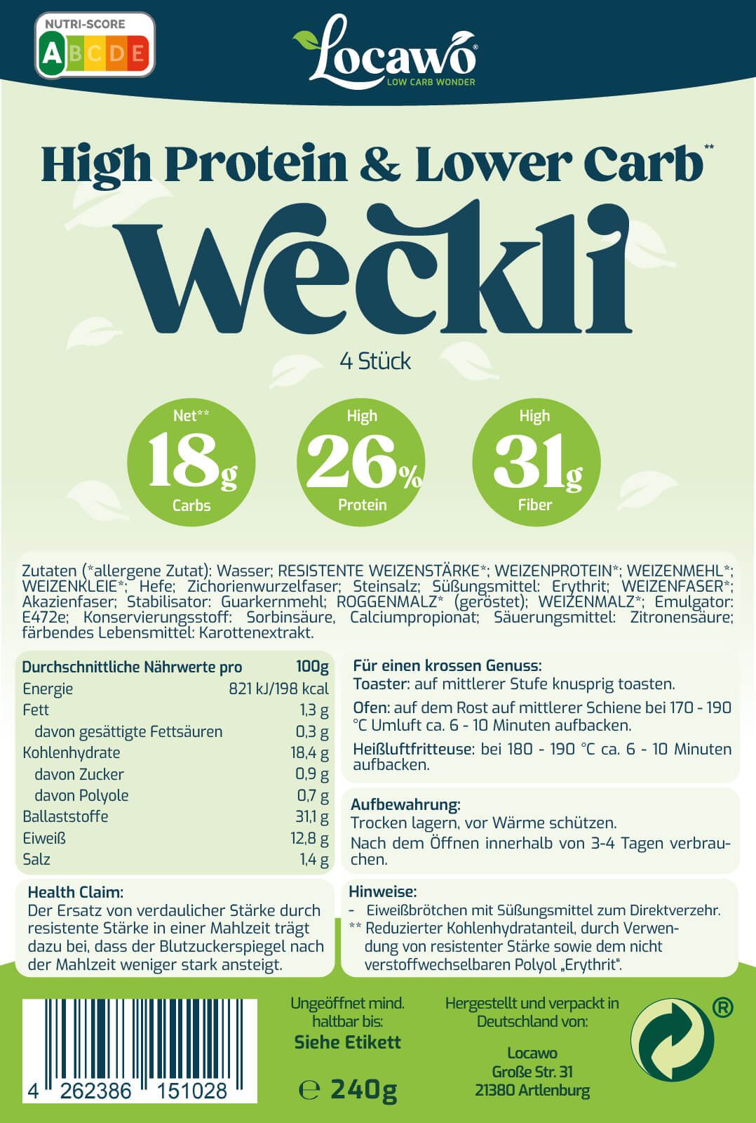 Locawo High Protein & Low Carb Weckli