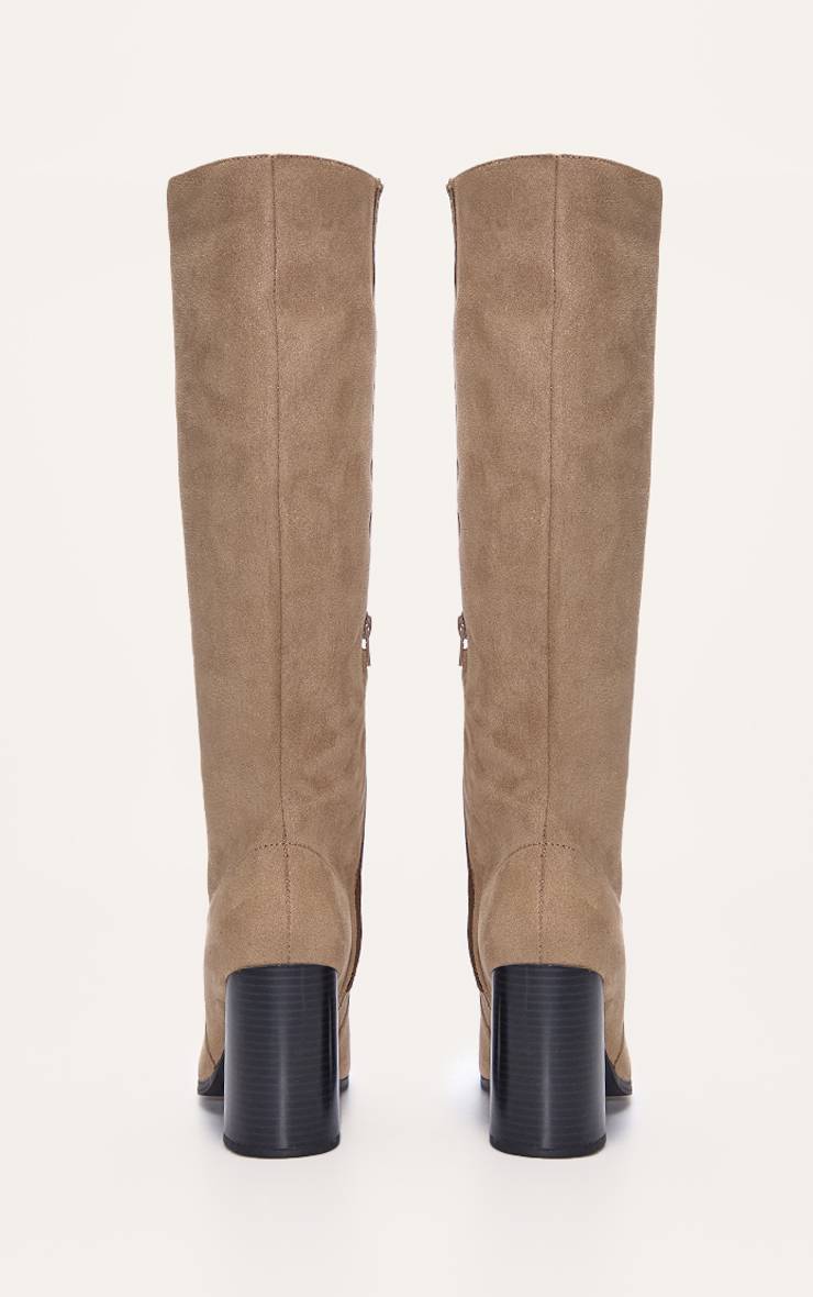 Gris Pierre Bottes Montantes À Talon Bloc Haut Bout Rond En Synthétique