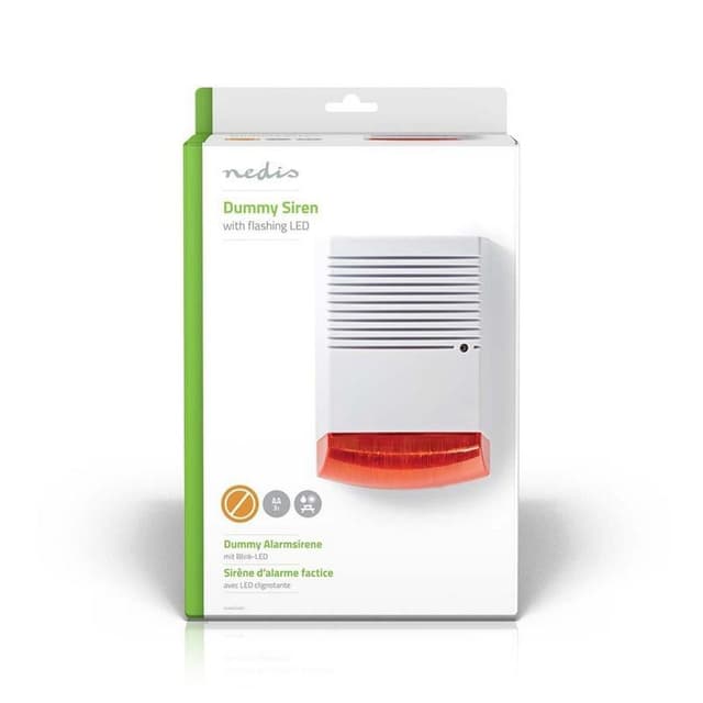 Nedis Dummy Security Sirene | IP44 | Batteri | Udendørs | Hvid / Orange