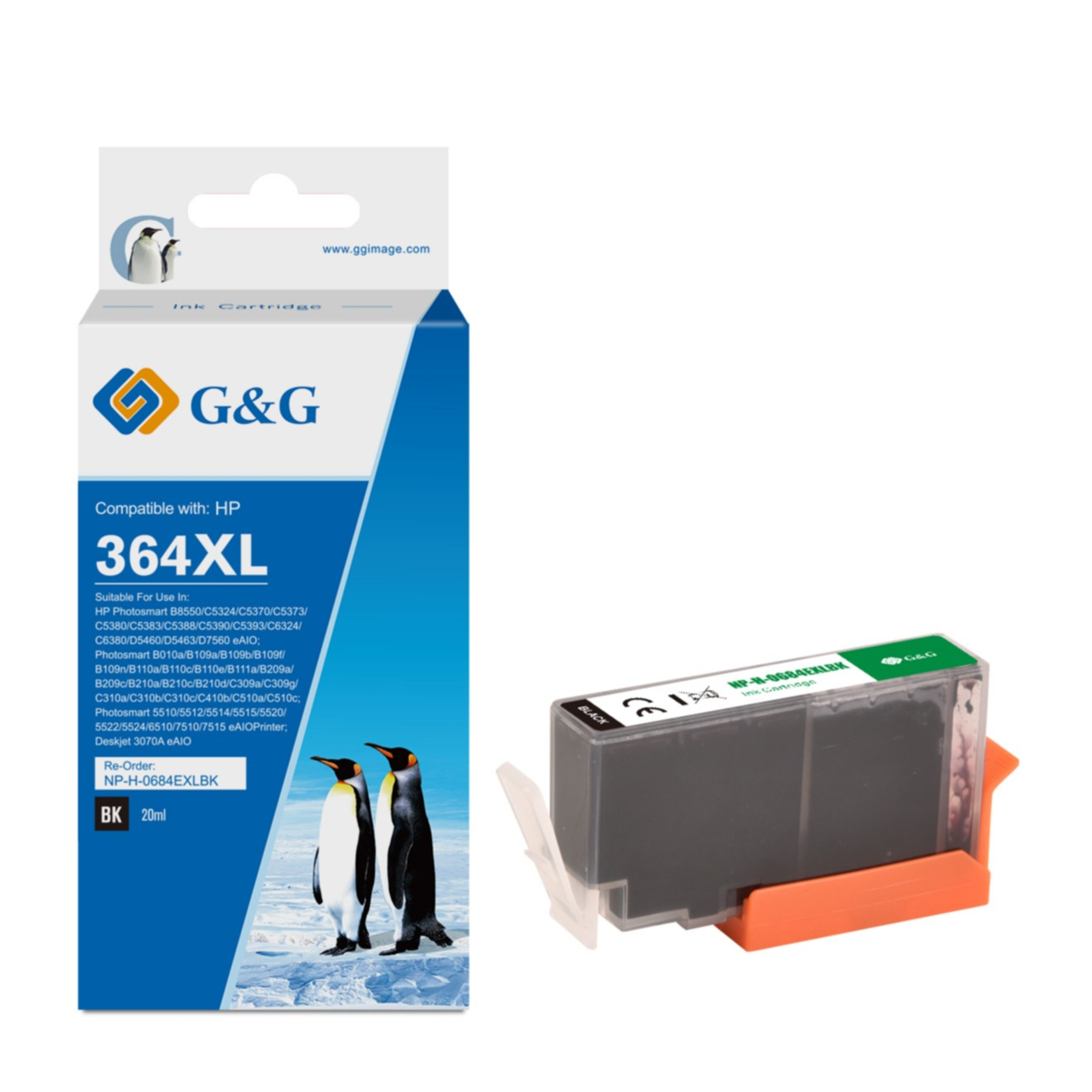 Ersetzt HP 364XL BK Druckerpatrone Printer Tintenpatrone (550 Seiten / 20ml) - Schwarz