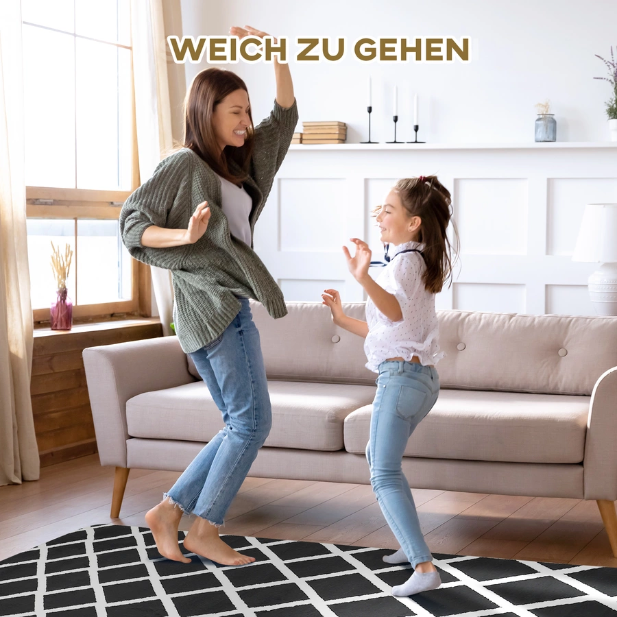 HOMCOM Teppich mit Gleitsicherheit schwarz
