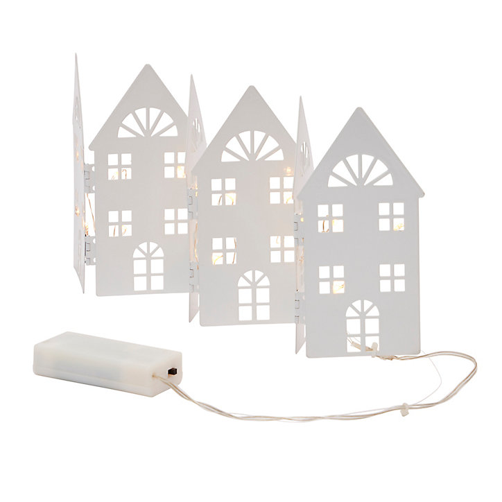Façade maison métal H.14,3 cm LED blanc chaud