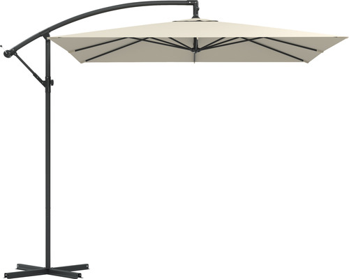 Soluna Lyon zweefparasol, 250 x 250 cm, hoogte 270 cm, ecru, inclusief kruisvoet.