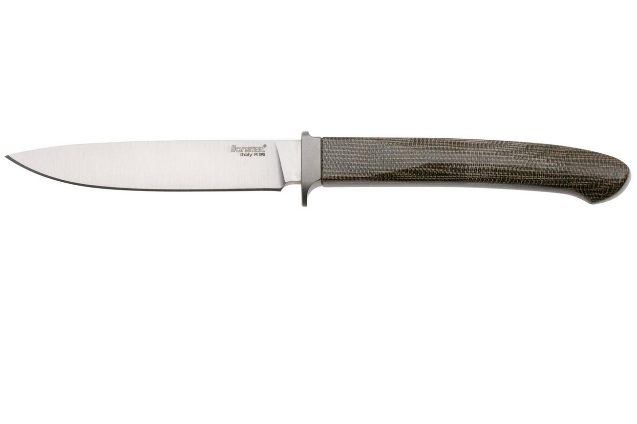 LionSteel Ago AG1-CVG Green Canvas Micarta, Titanium Guard, vaststaand mes