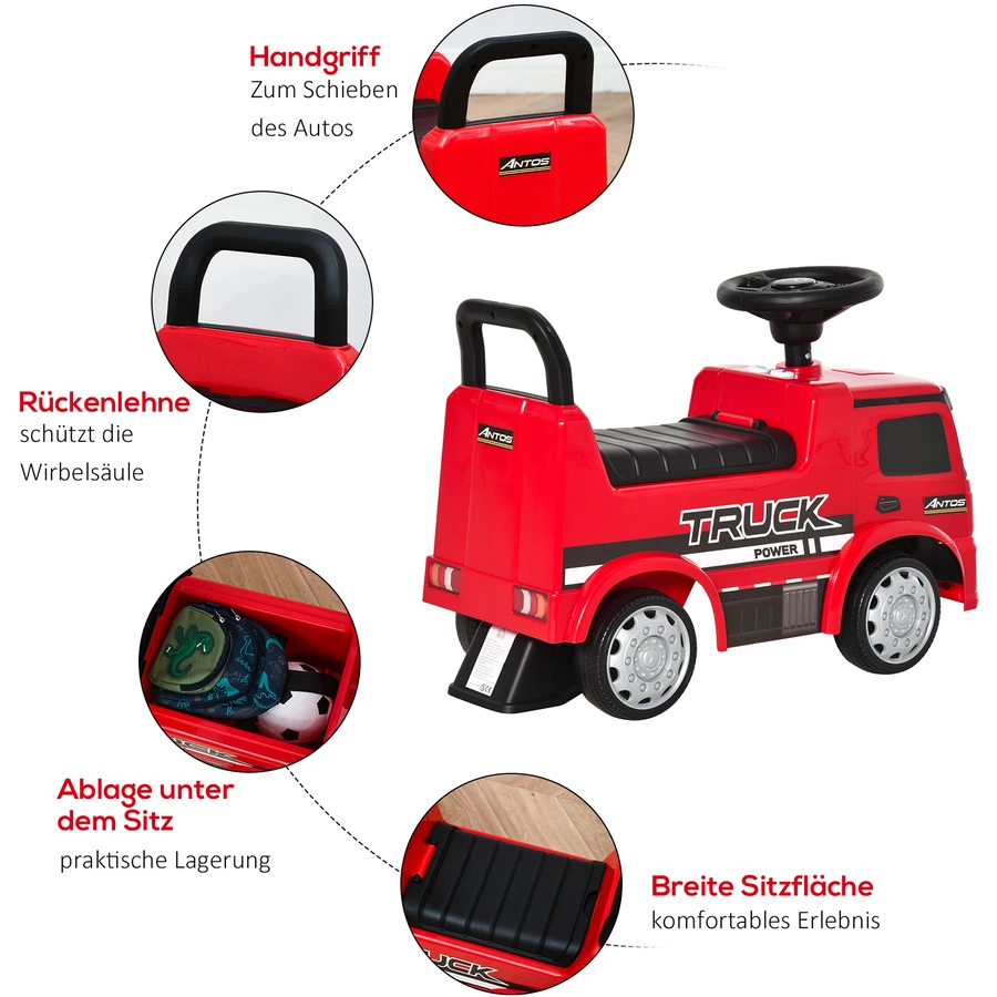 HOMCOM Rutscherfahrzeug als LKW rot, schwarz