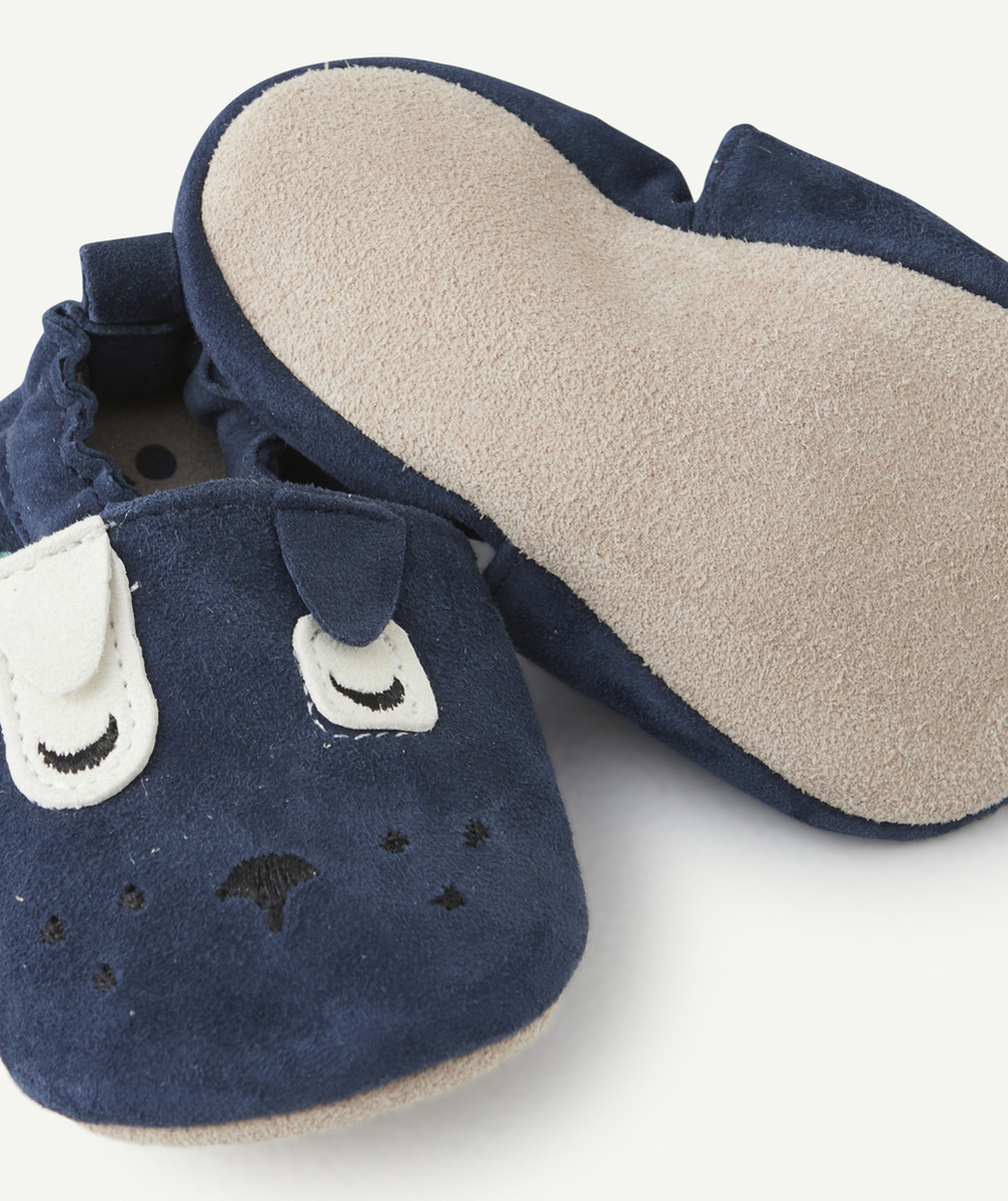 chaussons bébé garçon bleus marine motif tête de chien