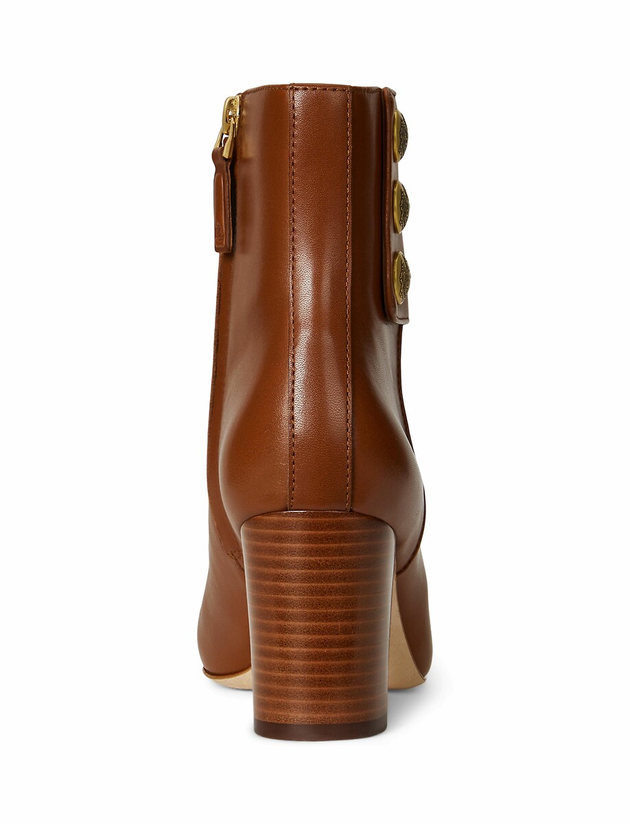 LAUREN RALPH LAUREN<br>Botas de tornozelo de couro com salto Kenndi