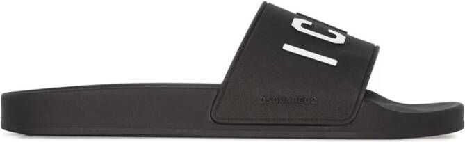 Dsquared2 Zwarte rubberen slippers Stijlvol en comfortabel Zwart