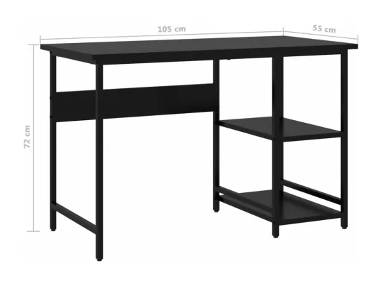 Bureau d'ordinateur Noir 105x55x72 cm MDF et métal