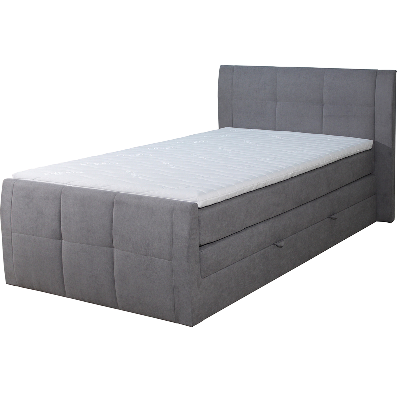 Boxspringbett - grau - H3 - Bettkasten - 120x200 cm