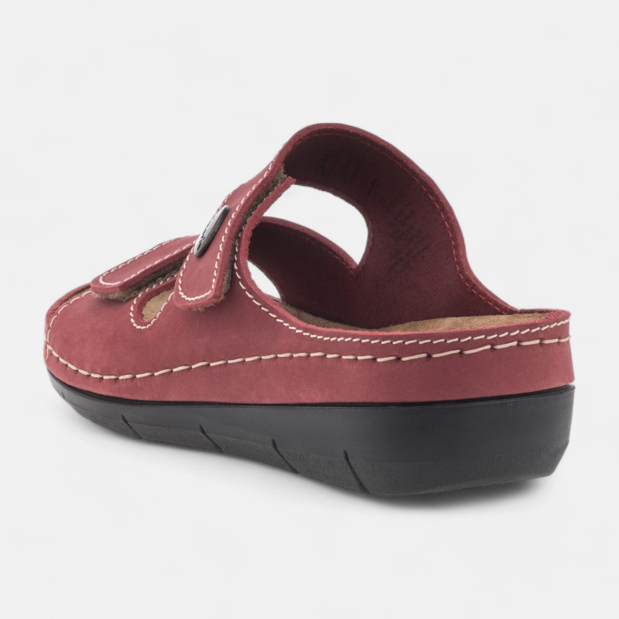 Chaussures confort paramédical Femme en cuir rouge