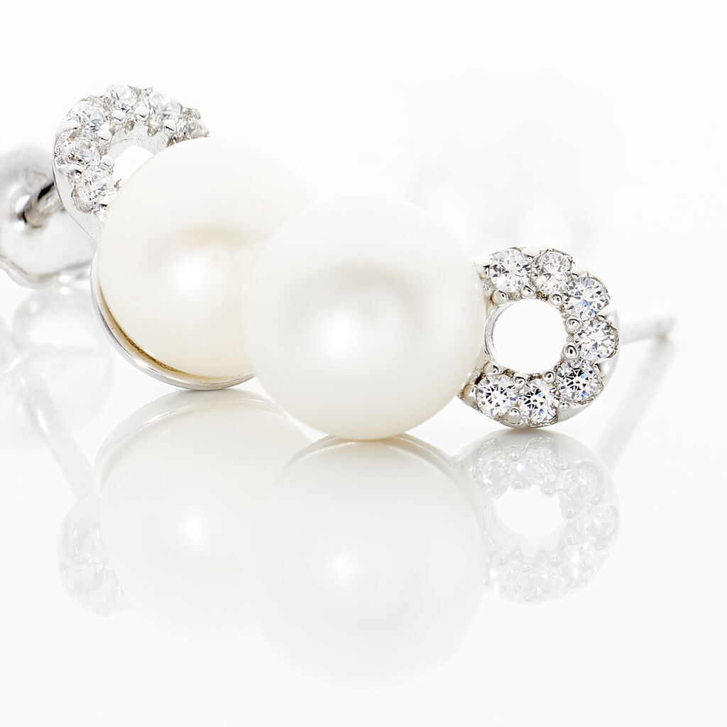 Boucles D'oreilles Pendantes Lilio Argent  Perle De Culture Et Oxyde