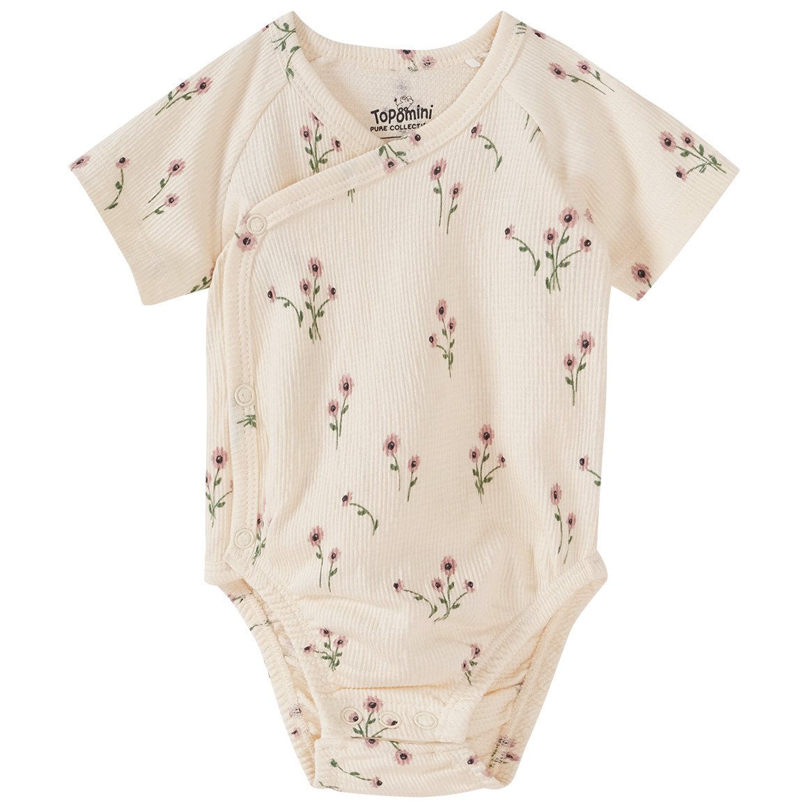 Topomini Newborn Wickelbody mit Blumen-Print creme