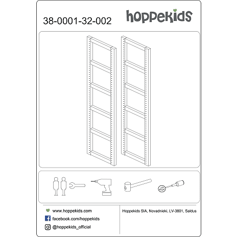 Hoppekids Storey reol med 14 hylder og seng 90x200 cm