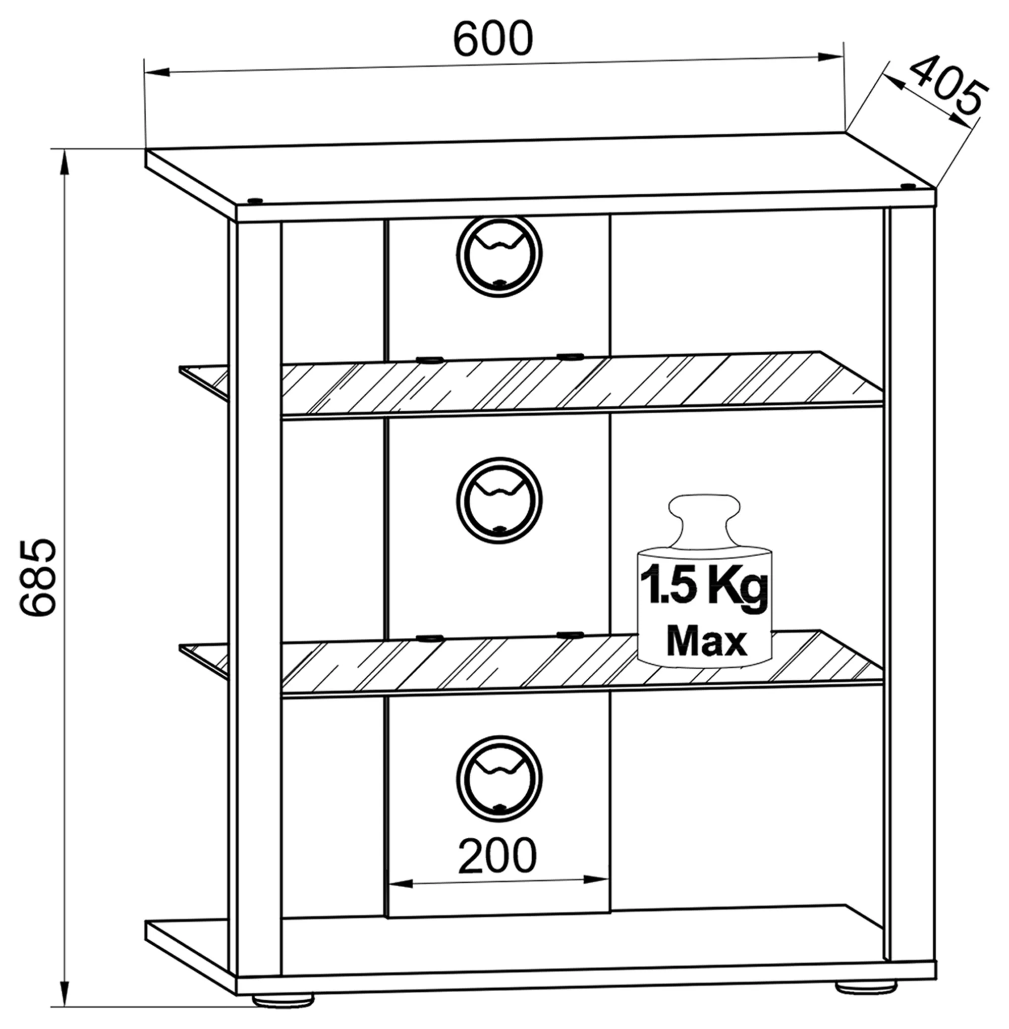 VCM Hifi Möbel Rollen Rack Schrank Phono mobil Regal Glas rollbar Phono Mediaregal Folas