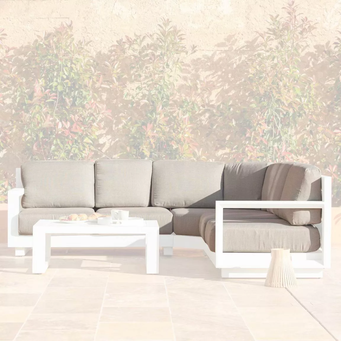 Housses de coussin de remplacement pour salon de jardin d'angle Elba Taupe