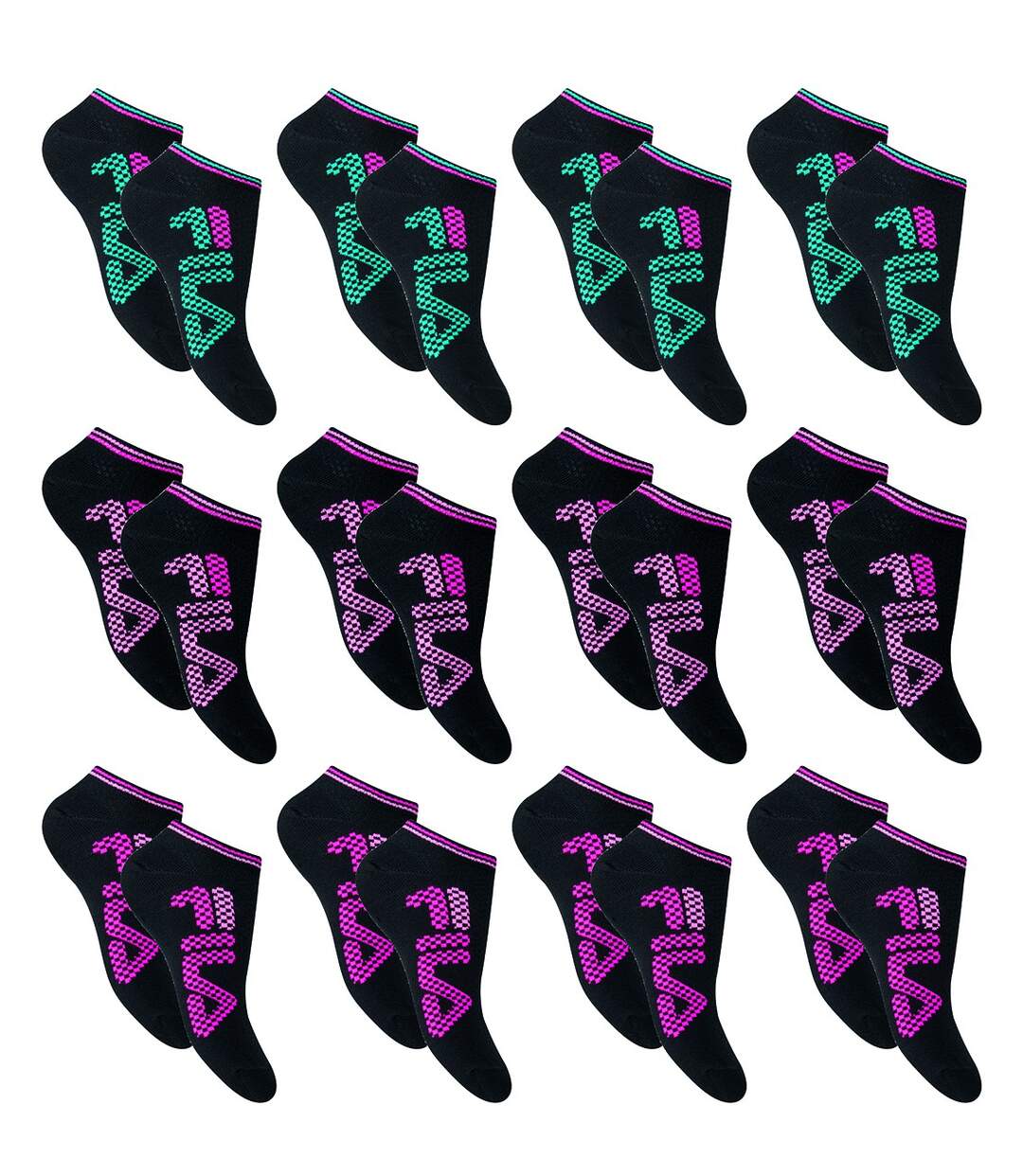 Chaussettes Femme Socquettes SPORT SNEAKER-Assortiment modèles photos selon arrivages- Pack de 12 Paires 6648