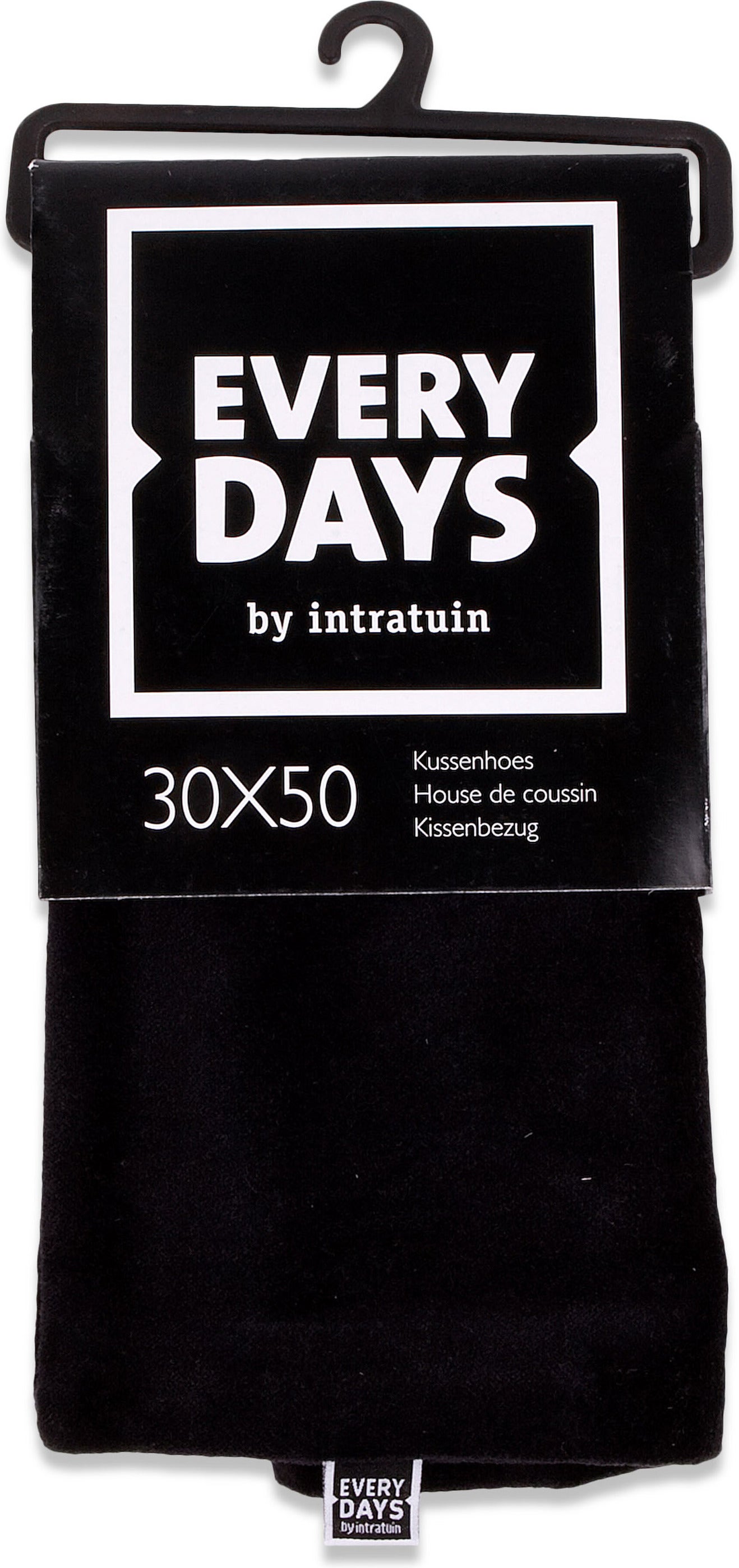Everydays kussenhoes Fluweel zwart 30 x 50 cm