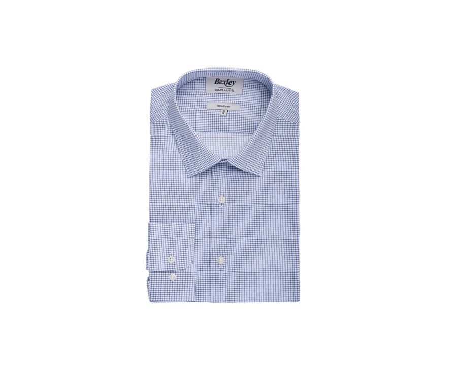 Chemise twill Blanche à carreaux Bleu Océan homme  - MARTINIEN