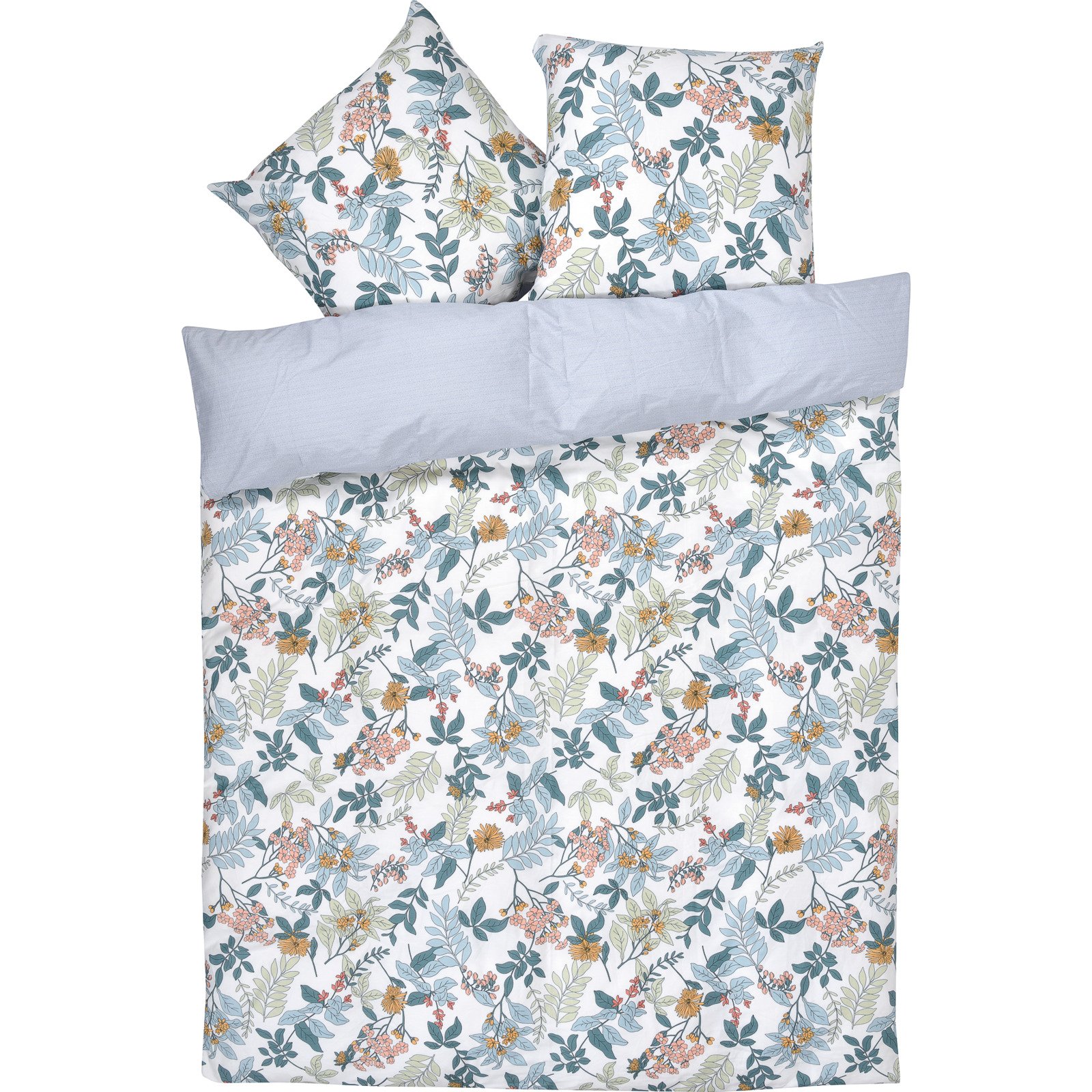 Bettwäsche mit floralem Muster 160x210 65x100 Bettanzug Nord