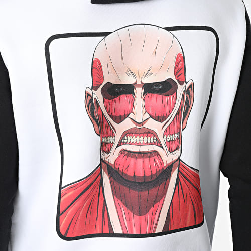 Sweat Capuche Colossal Titan Blanc Noir