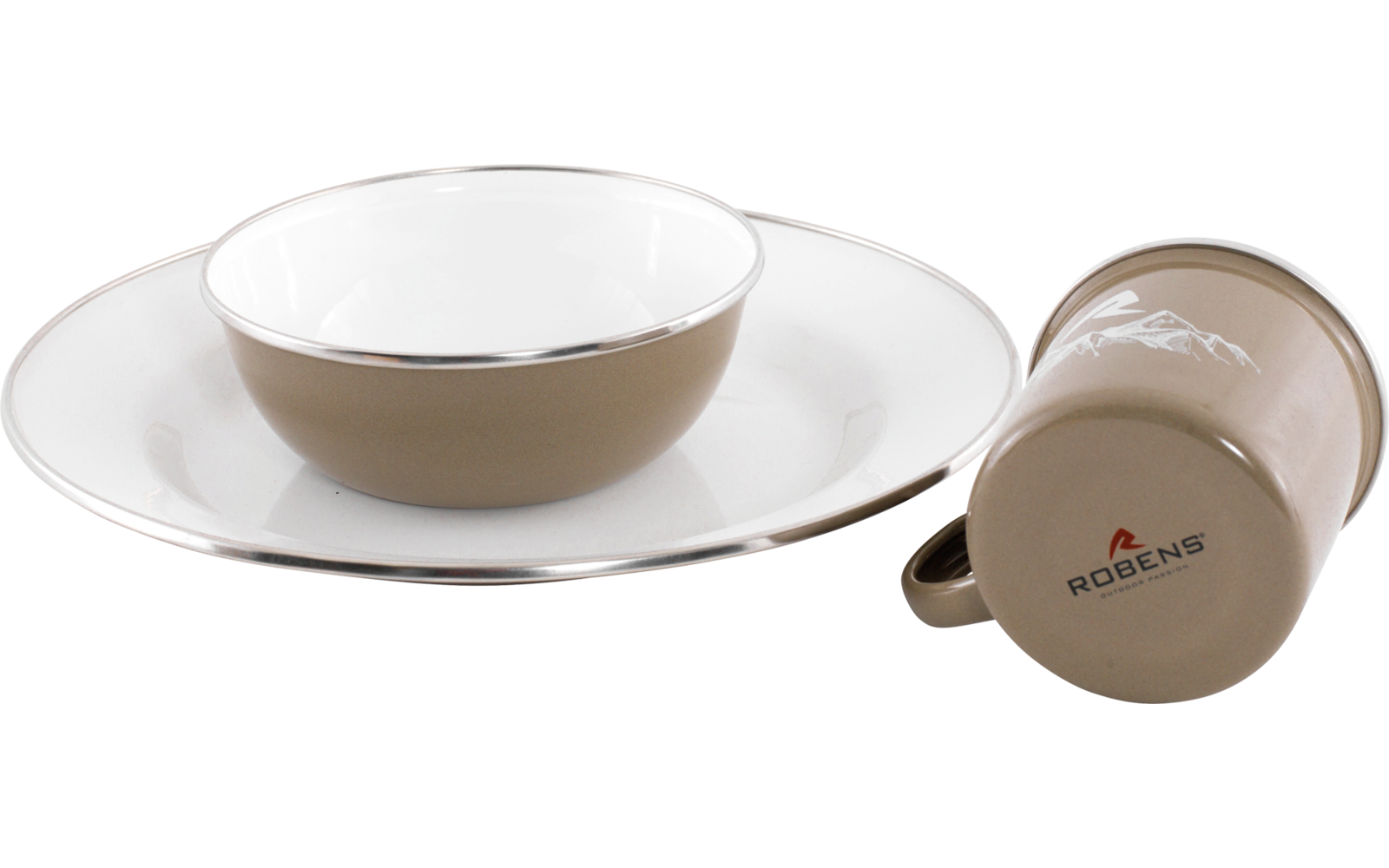 Robens Tongass Single Emaille-Set 3-tlg. mit Teller / Suppenteller / Tasse