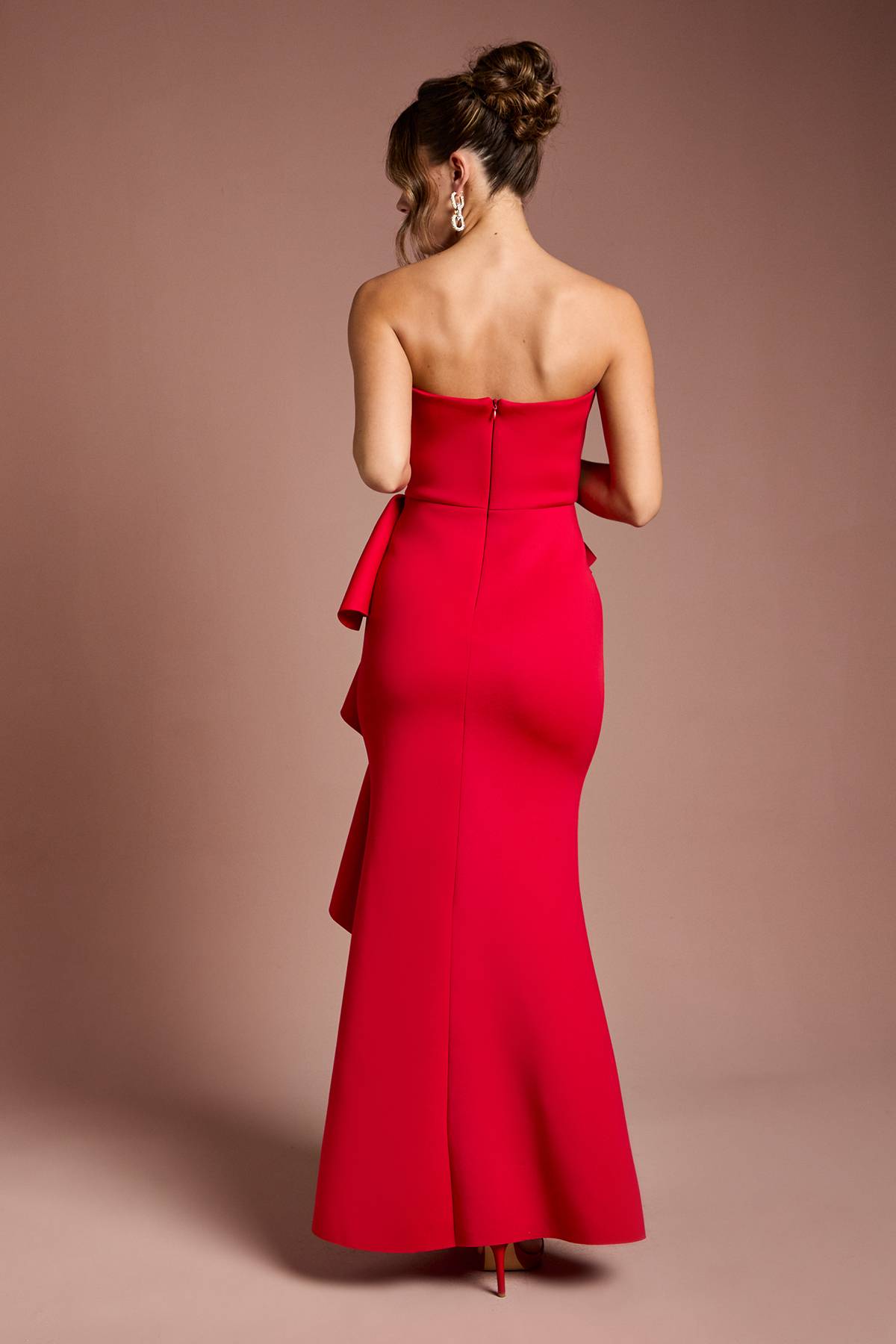 Coast Robe Maxi en Crêpe Stretch à Bandeau et Volants