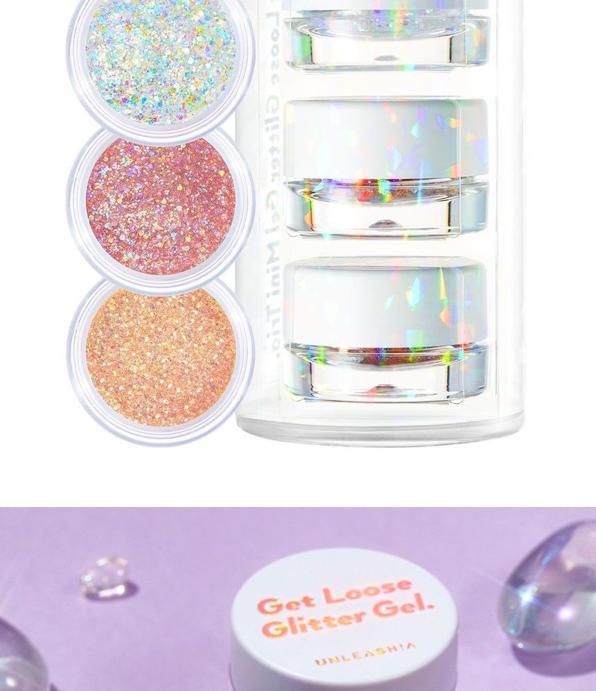UNLEASHIA - Get Loose Glitter Gel Mini Trio YesStyle Exclusieve Set