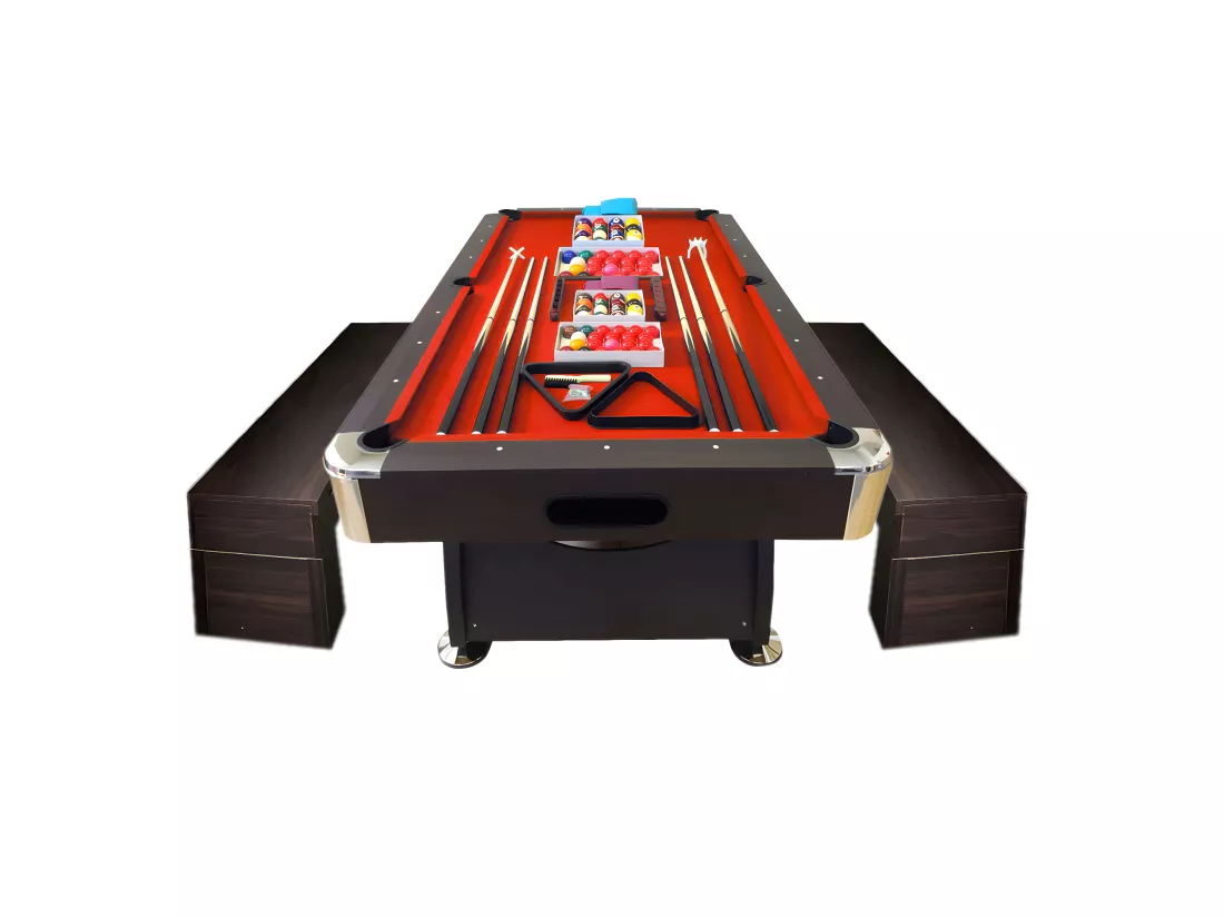 Table de Billard 8 Pieds avec banquette conteneurs – Viper Red